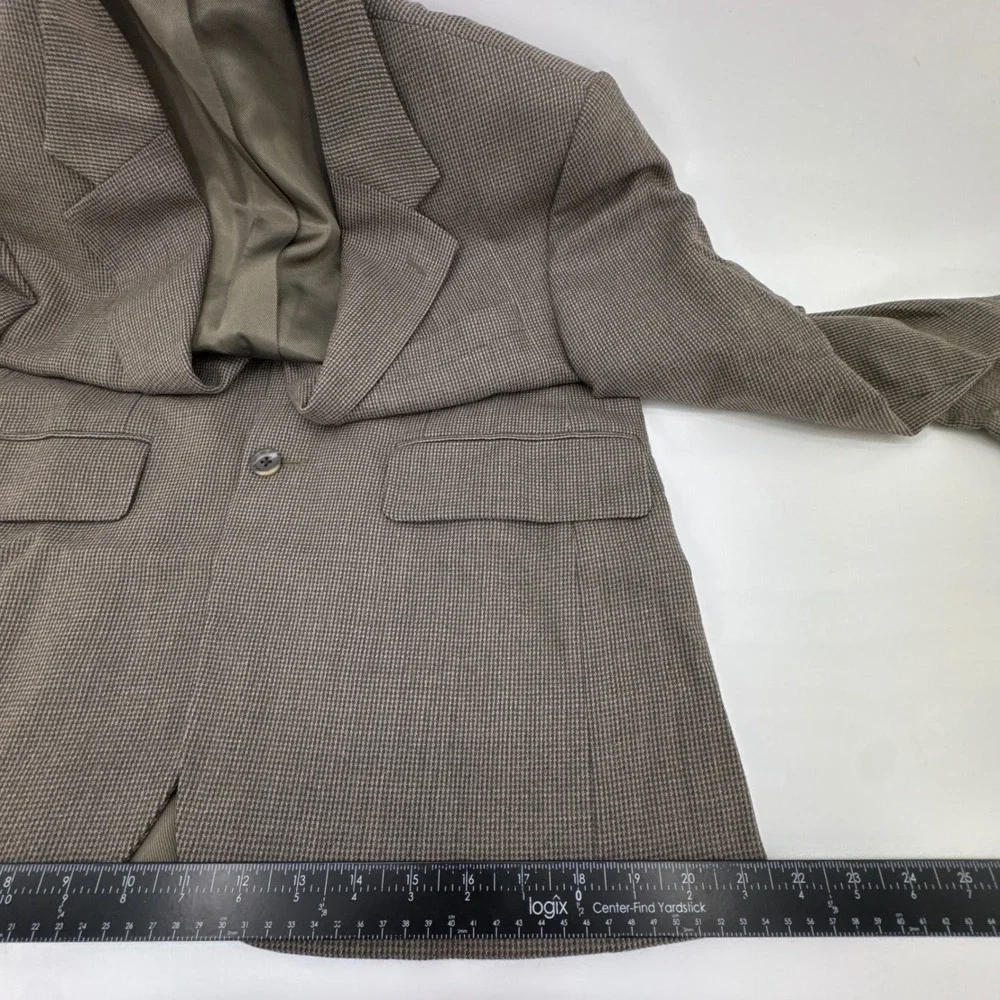 Oscar‎ de la Renta Mens Blazer 44R Gray Micro Houndstooth Two Button Sport Coat